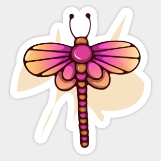 Cute cartoon colorful dragonfly Sticker